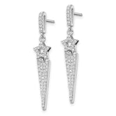 Sophia Jewelers Sterling Silver Star Dangle Earrings with 108 CZ Stones